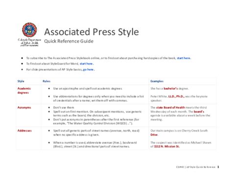 Pdf Associated Press Style Cheat Sheet Andrews University Ap Style Worksheet - Ap Style Worksheet