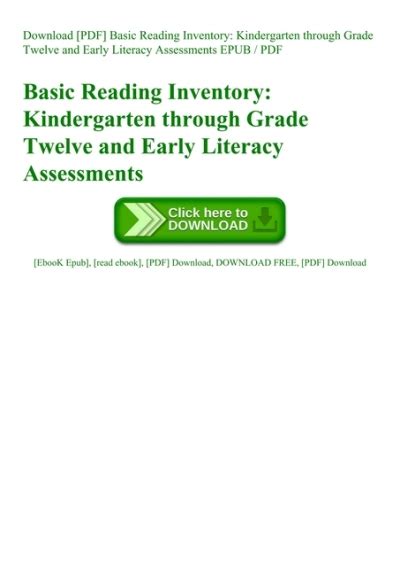 Pdf Basic Reading Inventory Kindergarten Through Grade Twelve Reading Interest Inventory For Kindergarten - Reading Interest Inventory For Kindergarten