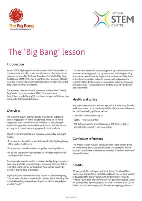 Pdf Big Bang Worksheet Scarsdale Public Schools The Big Bang Worksheet - The Big Bang Worksheet