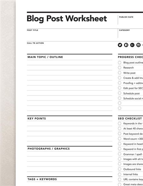 Pdf Blog Post Worksheet Ciera Design Blog Post Worksheet - Blog Post Worksheet