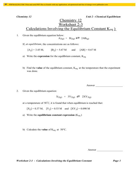 Pdf Chemistry 12 Worksheet 2 2 Lechatelier X27 Worksheet Le Chatelier Principle Answers - Worksheet Le Chatelier Principle Answers