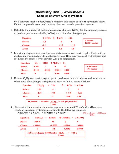 Pdf Chemistry Unit 8 Worksheet 2 Rate Laws Chemistry Unit 8 Worksheet 2 - Chemistry Unit 8 Worksheet 2