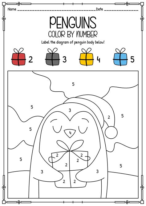 Pdf Color By Number Mr Penguin K5 Learning Color By Number Kindergarten Worksheet - Color By Number Kindergarten Worksheet