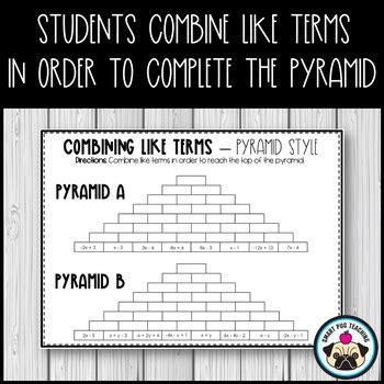 Pdf Combining Like Terms Pyramid Style Mr Terry Combining Like Terms Puzzle Answer Key - Combining Like Terms Puzzle Answer Key