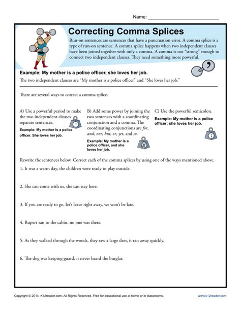 Pdf Comma Splice Answer Key Teaching Tips Grammar Comma Splice Worksheet Grade 3 - Comma Splice Worksheet Grade 3
