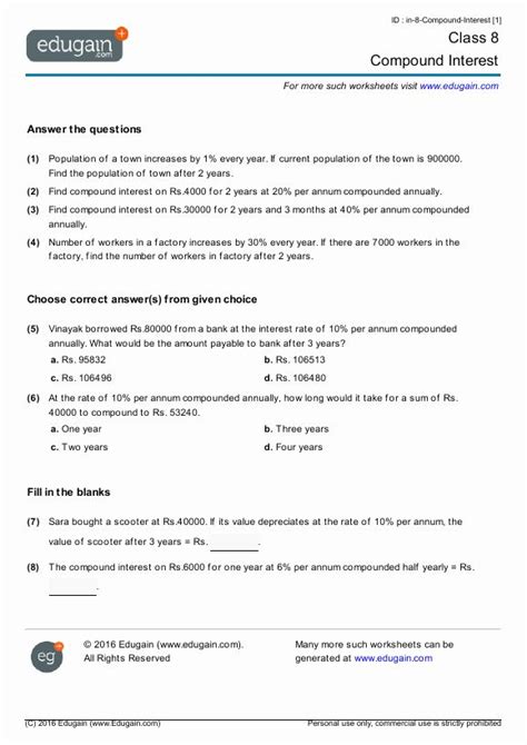 Pdf Compound Interest Kuta Software 8th Grade Compound Interest Worksheet - 8th Grade Compound Interest Worksheet