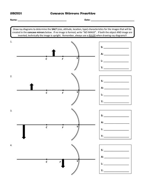 Pdf Concave Mirrors Extra Practice Worksheet Curved Mirror Worksheet - Curved Mirror Worksheet