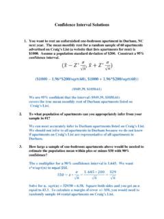 Pdf Confidence Interval Solutions Duke University Confidence Interval Worksheet With Answers - Confidence Interval Worksheet With Answers