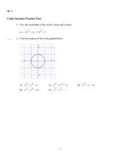 Pdf Conic Sections Practice Test Murrieta Valley Unified Conics Worksheet 1 Circles Answers - Conics Worksheet 1 Circles Answers