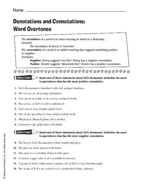 Pdf Connotation Activity 1 Edublogs Connotation 8th Grade Worksheet - Connotation 8th Grade Worksheet