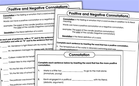 Pdf Connotation Super Teacher Worksheets Positive And Negative Connotation Worksheet - Positive And Negative Connotation Worksheet