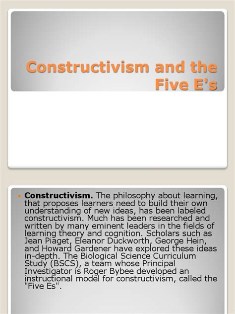 Pdf Constructivism And The Five E X27 S 5 Es Science - 5 Es Science