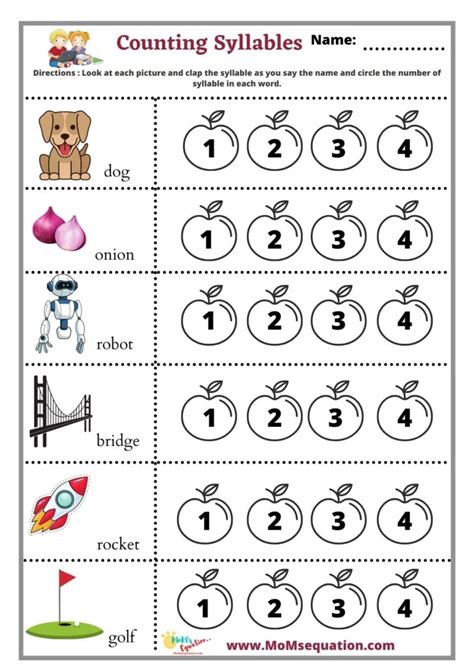 Pdf Counting Syllables Worksheet For 1st Grade Learning Syllables Worksheets For 1st Grade - Syllables Worksheets For 1st Grade