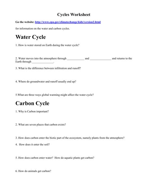 Pdf Cycles Worksheet Answers Loudoun County Public Schools Cycles Worksheet Answers - Cycles Worksheet Answers
