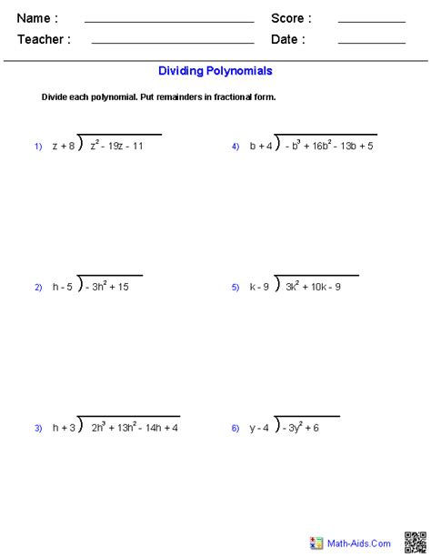 Pdf Dividing Polynomials Date Period Kuta Software Synthetic Division Worksheet Answers - Synthetic Division Worksheet Answers