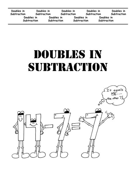 Pdf Doubles In Subtraction Green Monster Learning Double Subtraction - Double Subtraction