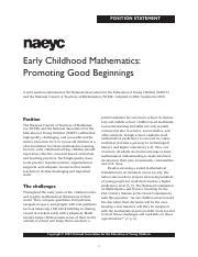 Pdf Early Childhood Mathematics Promoting Good Beginnings Naeyc Preschool Math Standards - Preschool Math Standards