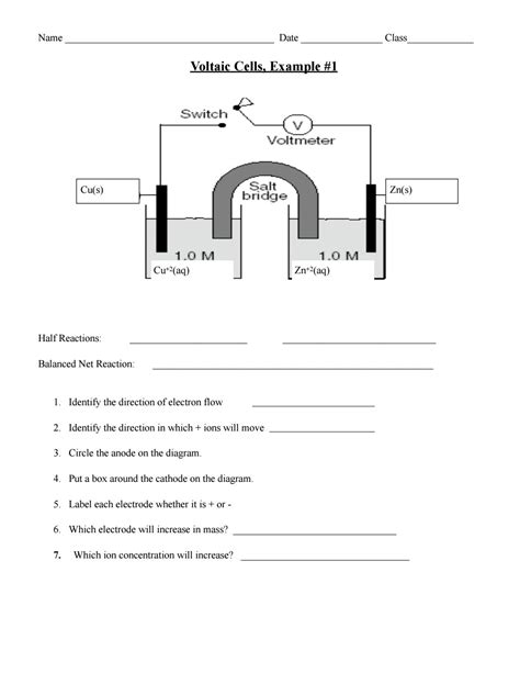 Pdf Electrochemical Cells Supplementary Worksheet Experimental Observations The Electrochemical Cell Worksheet - The Electrochemical Cell Worksheet
