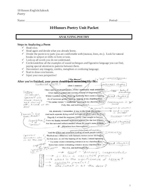 Pdf English 10 Honors Poetry Unit A Thematic Grade 10 Poetry Unit - Grade 10 Poetry Unit