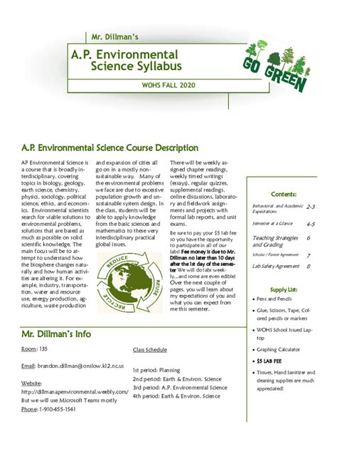 Pdf Environmental Science Syllabus Madison High School Science Syllabus Template - High School Science Syllabus Template