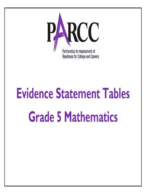 Pdf Evidence Statement Tables Grade 5 Mathematics Pearson Math Grade 5 - Pearson Math Grade 5
