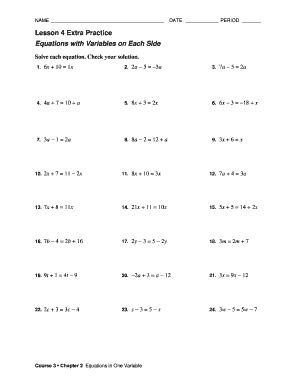 Pdf Extra Practice Equations W Variable On Both Variable On Both Sides Equations Worksheet - Variable On Both Sides Equations Worksheet