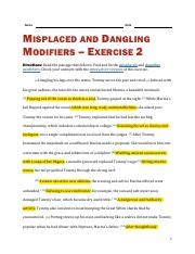 Pdf Fix The Misplaced And Dangling Modifiers Dangling Modifiers Worksheet - Dangling Modifiers Worksheet