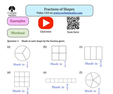 Pdf Fraction Of Shapes Pdf Corbettmaths Finding Fractions Of Shapes - Finding Fractions Of Shapes