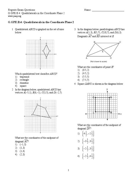 Pdf G Gpe B 4 Quadrilaterals In The The Coordinate Plane Worksheet Answers - The Coordinate Plane Worksheet Answers