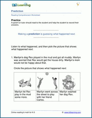 Pdf Grade 1 Prediction K5 Learning Prediction Worksheet First Grade - Prediction Worksheet First Grade