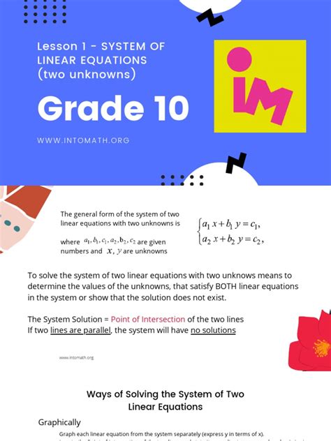 Pdf Grade 10 Lesson 1 Intomath 10th Grade Math Lessons - 10th Grade Math Lessons