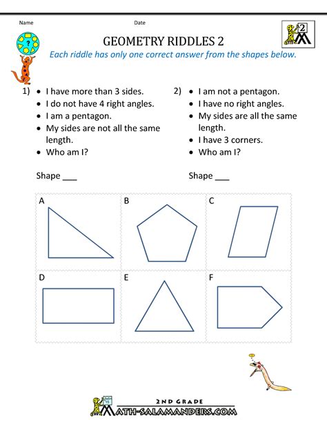 Pdf Grade 2 Geometry Worksheet Write The Names Shapes Worksheets For Grade 2 - Shapes Worksheets For Grade 2