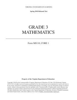 Pdf Grade 3 Mathematics Solpass Sol 3rd Grade Math - Sol 3rd Grade Math
