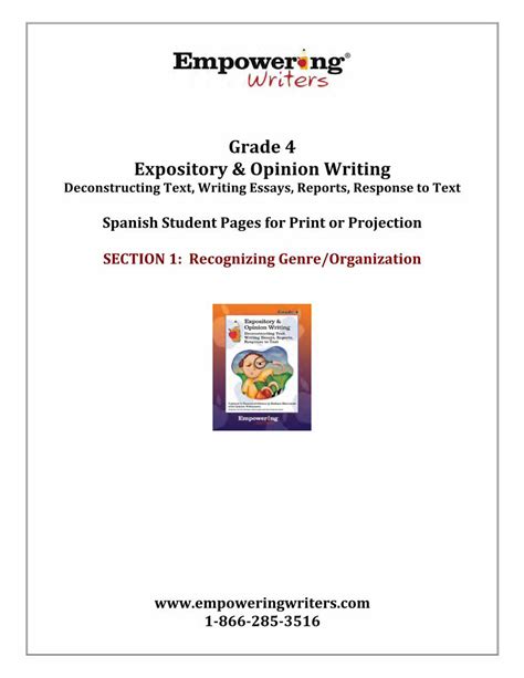 Pdf Grade 4 Expository Amp Opinion Writing Guide Expository Writing Fourth Grade - Expository Writing Fourth Grade