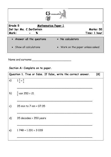 Pdf Grade 5 Mathematics Paper Based Practice Test Pearson Math Grade 5 - Pearson Math Grade 5