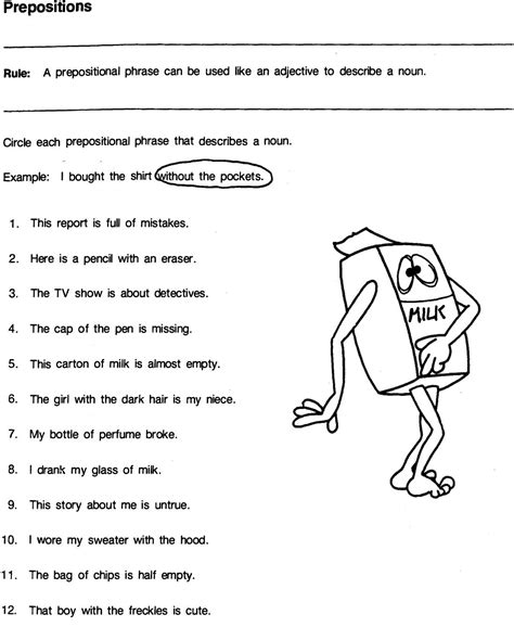 Pdf Grade 5 Prepositional Phrases Dubuque Community Schools Preposition Worksheets 5th Grade - Preposition Worksheets 5th Grade