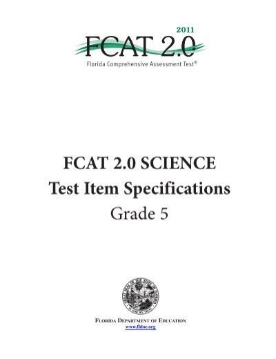 Pdf Grade 5 Science Item Specifications Fsassessments Org 5th Grade Science Book Florida - 5th Grade Science Book Florida
