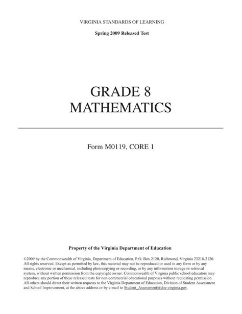 Pdf Grade 8 Mathematics Solpass 8th Grade Math Sol Practice - 8th Grade Math Sol Practice