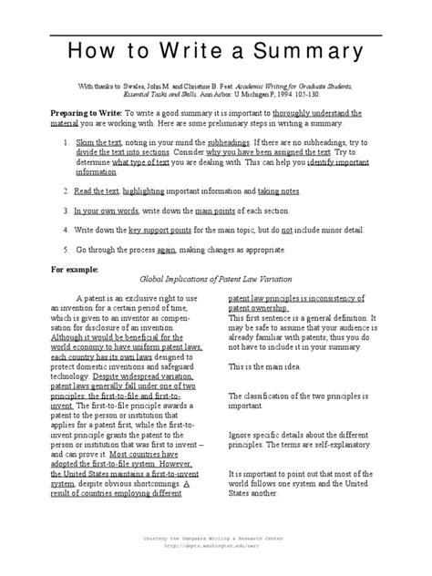 Pdf How To Write A Summary Packet Granite Writing Templates For Middle School - Writing Templates For Middle School