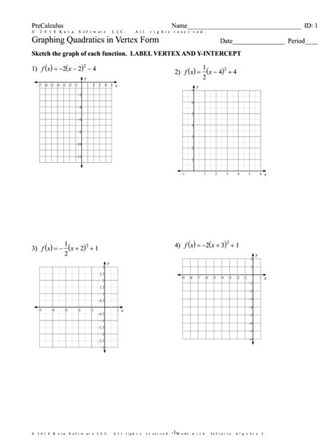 Pdf Infinite Algebra 2 Graphing Quadratic Equations In Vertex Form Of A Quadratic Worksheet - Vertex Form Of A Quadratic Worksheet