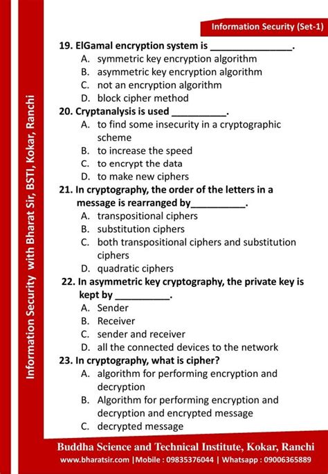 Pdf Information Security Mcq Questions And Answers Pdf