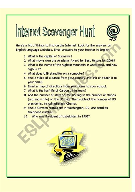 Pdf Internet Scavenger Hunt Worksheet Printable Internet Scavenger Hunt - Printable Internet Scavenger Hunt