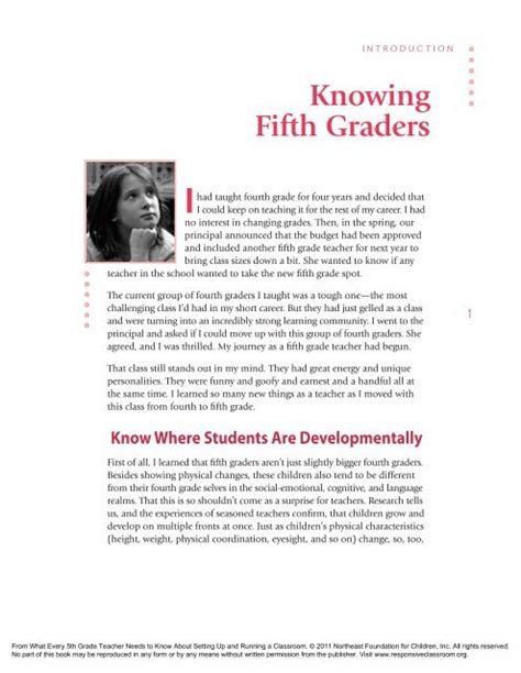 Pdf Introduction Knowing First Graders Responsive Classroom First Grade Behavior - First Grade Behavior