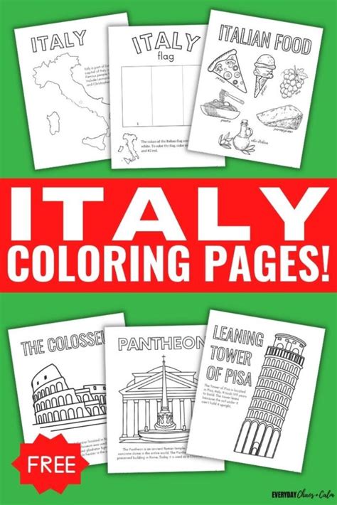 Pdf Italy Coloring Pages Everyday Chaos And Calm Italy Flag Coloring Page - Italy Flag Coloring Page