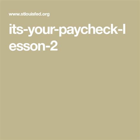 Pdf Itu0027s Your Paycheck Lesson 2 W Is Understanding Your Paycheck Worksheet Answer Key - Understanding Your Paycheck Worksheet Answer Key