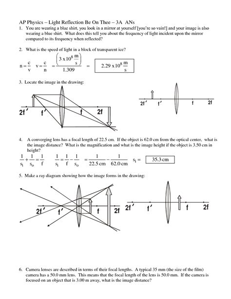 Pdf Lesson 1 Refraction And Lenses The Physics Refraction Worksheet Answers - Refraction Worksheet Answers