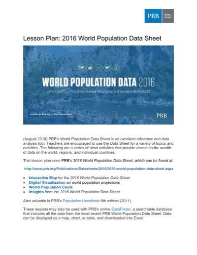 Pdf Lesson Plan 2021 World Population Data Sheet Population Map Worksheet - Population Map Worksheet