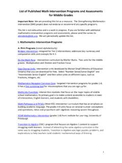 Pdf List Of Published Math Intervention Programs And Middle School Math Intervention Worksheets - Middle School Math Intervention Worksheets