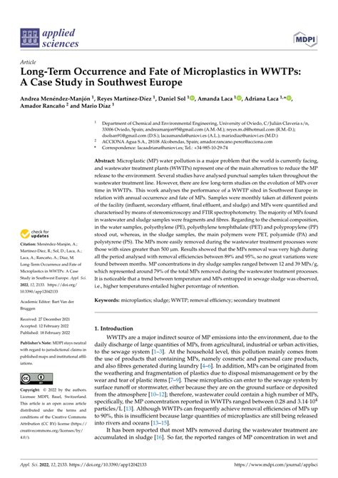 Pdf  Long Term Occurrence And Fate Of Microplastics In Wwtps  A Case Study In Southwest Europe - Hbcd 69 Slot