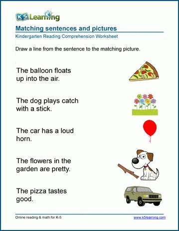 Pdf Matching Sentences And Pictures K5 Learning Picture Comprehension For Kindergarten - Picture Comprehension For Kindergarten